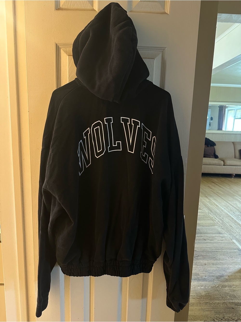 Darc Sport Black Zip-Up Hoodie with White Wolf Graphic - Picture 2 of 3